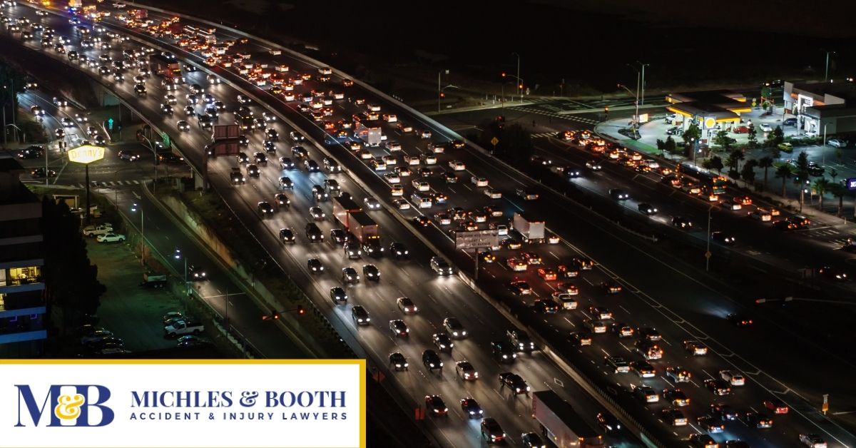 Highway traffic at night